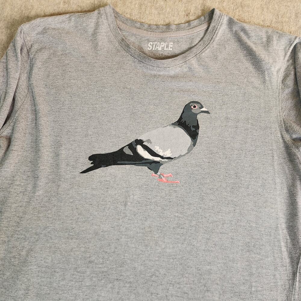 Mens's STAPLE PIGEON LOGO LONG SLEEVE GREY SHIRT SIZE L